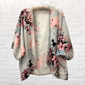 Pastel Floral Print Kimono Style Cover Up